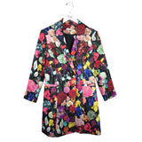 ALICE + OLIVIA FLORAL DOUBLE BREASTED DESIGNER COAT BLACK MUTLI SMALL