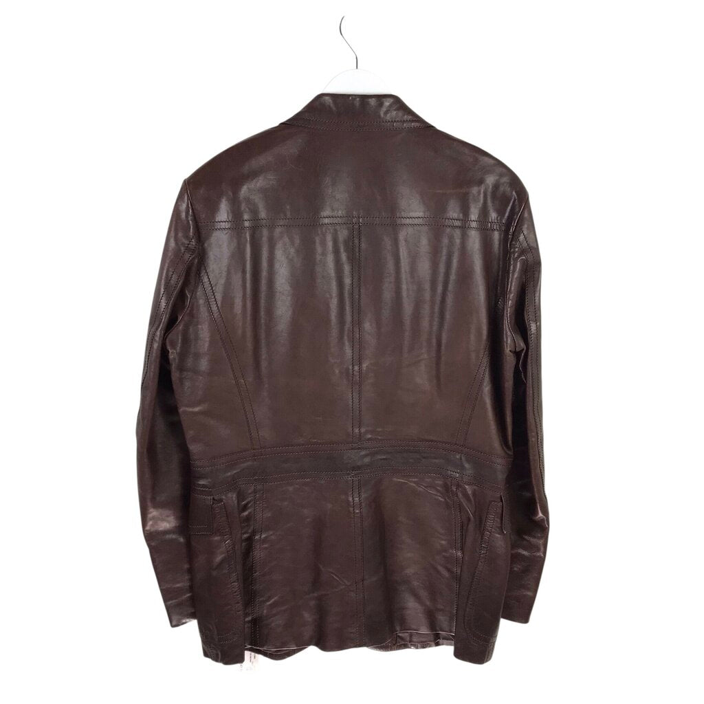 GUCCI LEATHER 2 BUTTON MEN SPORTCOAT BROWN 52