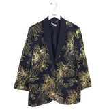 STELLA MCCARTNEY SEQUIN EMBROIDERED LONG SLEEVE DESIGNER BLAZER NAVY GOLD 46