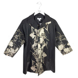 EMMELLE JACQUARD 3/4 SLEEVE DESIGNER BLAZER BLACK GOLD LARGE