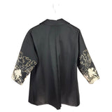 EMMELLE JACQUARD 3/4 SLEEVE DESIGNER BLAZER BLACK GOLD LARGE