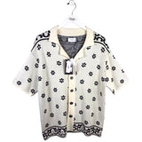 RHUDE NWT$1320 KNIT SHORT SLEEVE MEN SWEATER BEIGE BLACK LARGE