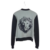 VERSACE AS IS RET$478 NEOPRENE EMBROIDERED LION BOMBER JACKET MEN JACKET GREY BLACK 44
