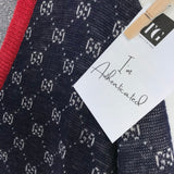 GUCCI ALPACA & WOOL GG JACQUARD SWEATER DRESS LUXE DRESS NAVY RED MEDIUM