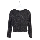 ALICE + OLIVIA NWT$550 STUDDED LONG SLEEVE DESIGNER TOP BLACK SILVER LARGE