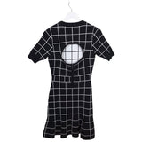 MILLY NWT$395 PLAID KNIT SHORT SLEEVE DESIGNER DRESS BLACK WHITE SMALL
