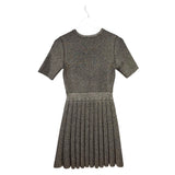 A.L.C. KNIT SHORT SLEEVE PLEATED DESIGNER DRESS GOLD SMALL
