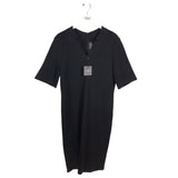 ST JOHN CAVIAR NWT$535 KNIT SHORT SLEEVE DESIGNER DRESS BLACK 16