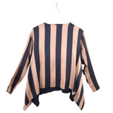 STELLA MCCARTNEY CASHMERE SILK STRIPE LONG SLEEVE DESIGNER SWEATER BEIGE NAVY 38