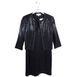 2PC JACKET/DRESS SEQUIN ZIP DESIGNER OUTFIT BLACK 8
