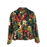 MOSCHINO PRINT VELVET DOUBLE BREASTED DESIGNER BLAZER GREEN MAROON SMALL