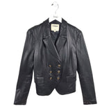L'AGENCE LAMB LEATHER DOUBLE BREASTED DESIGNER JACKET BLACK 4