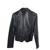 L'AGENCE LAMB LEATHER DOUBLE BREASTED DESIGNER JACKET BLACK 4