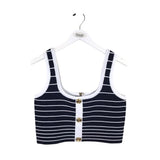 RETROFETE KNIT STRIPE TANK DESIGNER TOP NAVY WHITE XLARGE