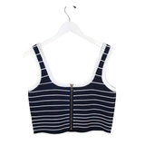 RETROFETE KNIT STRIPE TANK DESIGNER TOP NAVY WHITE XLARGE