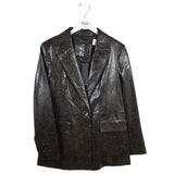 KOBI HALPERIN NWT$498 FAUX LEATHER DESIGNER BLAZER BROWN MEDIUM