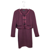 ST JOHN 2PC JACKET/DRESS TWEED DESIGNER OUTFIT MAROON 8