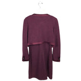 ST JOHN 2PC JACKET/DRESS TWEED DESIGNER OUTFIT MAROON 8