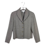 ST JOHN COLLECTION 2PC JACKET/SKIRT STRIPE DESIGNER OUTFIT WHITE BLACK 6