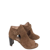 HEEL PEEPTOE SANDAL DESIGNER SHOES BROWN 10M