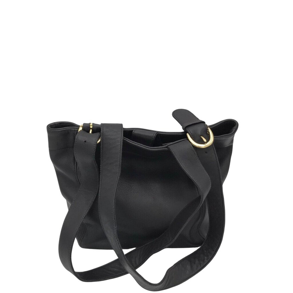 COACH LEATHER SHOULDER HANDBAG BLACK 13”x7”x2”