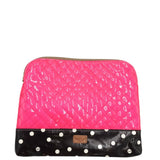 CONSUELA QUILTED DOTS CLUTCH HANDBAG PINK BLACK 11”x10”x1”