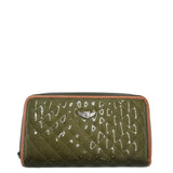 CONSUELA QUILTED WRISTLET WALLET GREEN BROWN 8”x5”x2”