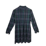 BIRDS OF PARADIS PLAID LONG SLEEVE DESIGNER DRESS GREEN SMALL