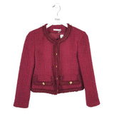 ALICE + OLIVIA RET$595 TWEED LONG SLEEVE DESIGNER BLAZER RED XSMALL