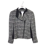 AKRIS PUNTO LONG SLEEVE W/BELT DESIGNER JACKET BLACK WHITE SMALL