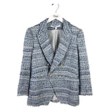 VERONICA BEARD BOUCLE TWEED 3/4 SLEEVE DESIGNER BLAZER SKY WHITE 6
