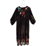 JOHNNY WAS NWT$445 EMBROIDERED VELOUR MAXI DESIGNER DRESS BROWN BLACK LARGE