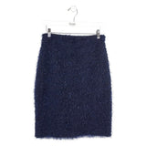 ST JOHN NWT$695 FUZZY PENCIL DESIGNER SKIRT BLACK NAVY SMALL