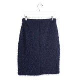 ST JOHN NWT$695 FUZZY PENCIL DESIGNER SKIRT BLACK NAVY SMALL