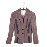 RET$625 KNIT LACE TRIM DESIGNER BLAZER MAUVE S/M