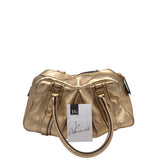 BURBERRY METALLIC LEATHER LUXE HANDBAG GOLD 13”x6.5”x5”