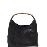 DONNA KARAN GOAT LEATHER SHOULDER HANDBAG BLACK 14”x13”x4”
