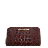 BRAHMIN CROC EMBOSSED WALLET BROWN BLACK 8”x4”x1”