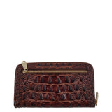 BRAHMIN CROC EMBOSSED WALLET BROWN BLACK 8”x4”x1”