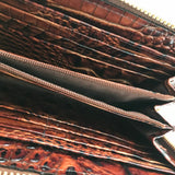 BRAHMIN CROC EMBOSSED WALLET BROWN BLACK 8”x4”x1”