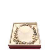 MAJORICA DOUBLE STRAND FAUX PEARLS NECKLACE GOLD GRAY