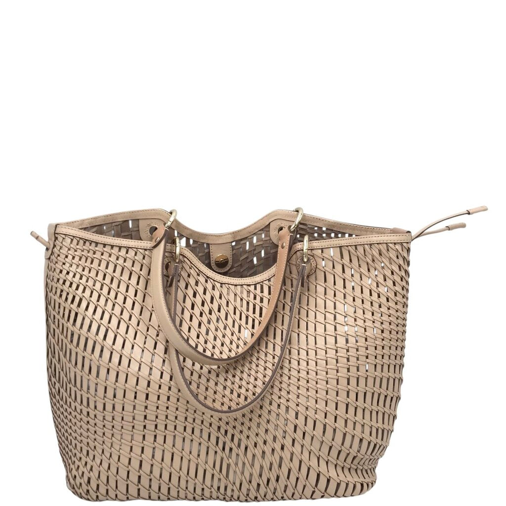 COLE HAAN WOVEN TOTE HANDBAG TAN 13”x11”x7”