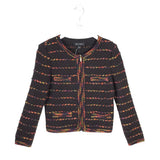 ST JOHN ZIP LONG SLEEVE DESIGNER BLAZER BLACK ORANGE 4