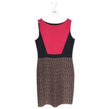 ST JOHN NWT KNIT TWEED SLEEVELESS DESIGNER DRESS BLACK FUCHSIA 10