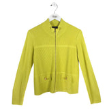 ST JOHN LONG SLEEVE ZIP DESIGNER CARDIGAN YELLOW MEDIUM
