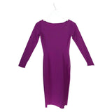 CHIARA BONI PLEATHER PANNELS LONG SLEEVE DESIGNER DRESS PURPLE 40