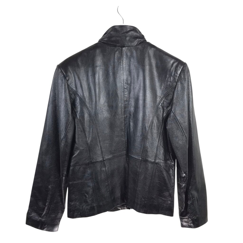 RET$325 100% LEATHER ZIP DESIGNER JACKET BLACK LARGE