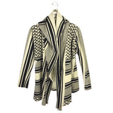 JONNY COTA PRINT KNIT HOODIE DESIGNER CARDIGAN CREME BLACK XSMALL
