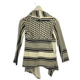 JONNY COTA PRINT KNIT HOODIE DESIGNER CARDIGAN CREME BLACK XSMALL