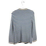 VERONICA BEARD STRIPE LONG SLEEVE DESIGNER CARDIGAN SKY WHITE SMALL